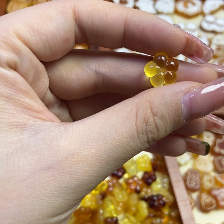 琥珀未镶嵌珠宝奇石空心花