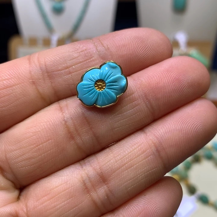 1505|绿松石18k金卡子