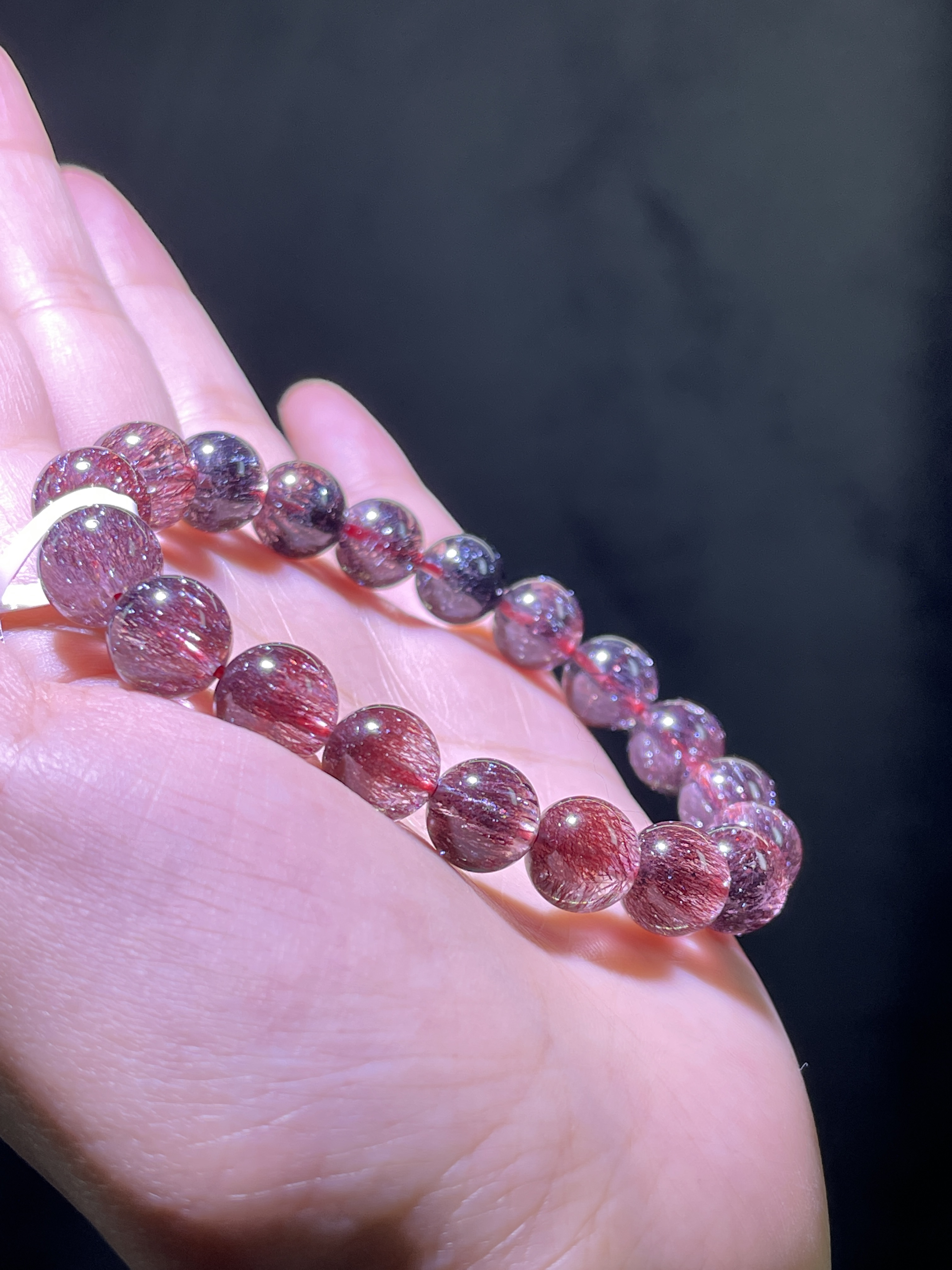 金沙红超七手链，晶体通透