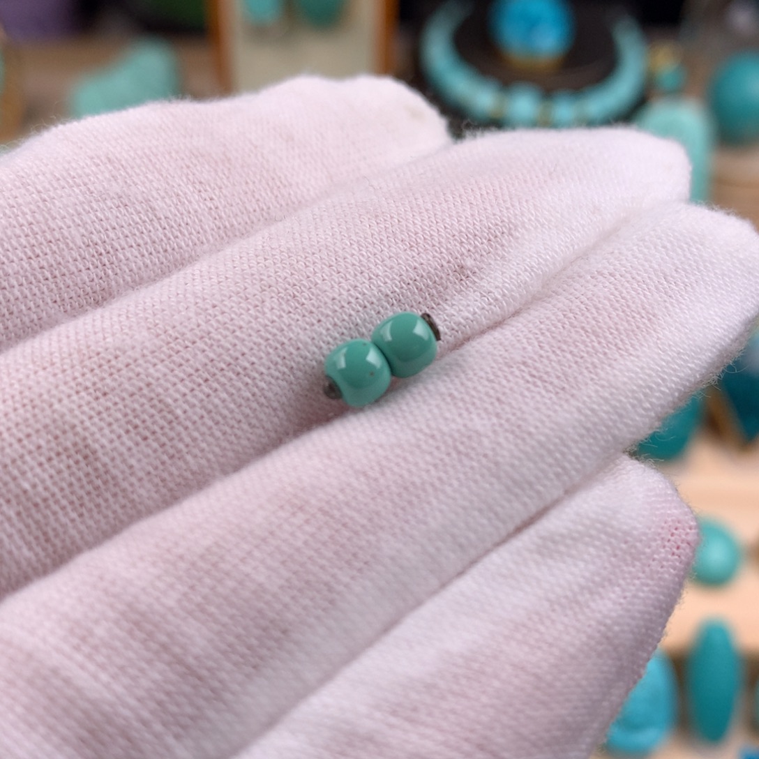 绿松石未镶嵌老型对珠卡4.5