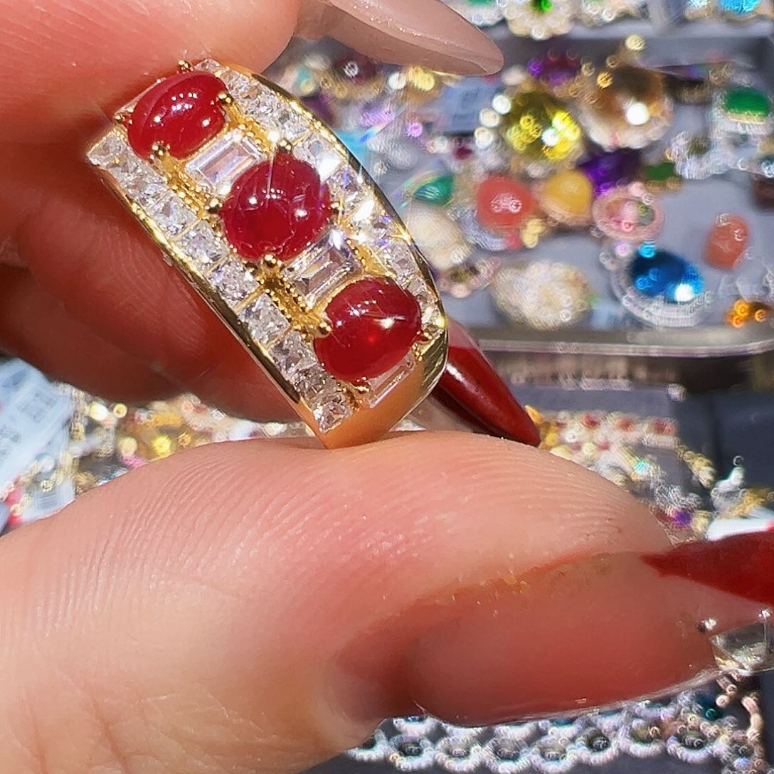 银S925镶嵌红宝石珠宝奇石