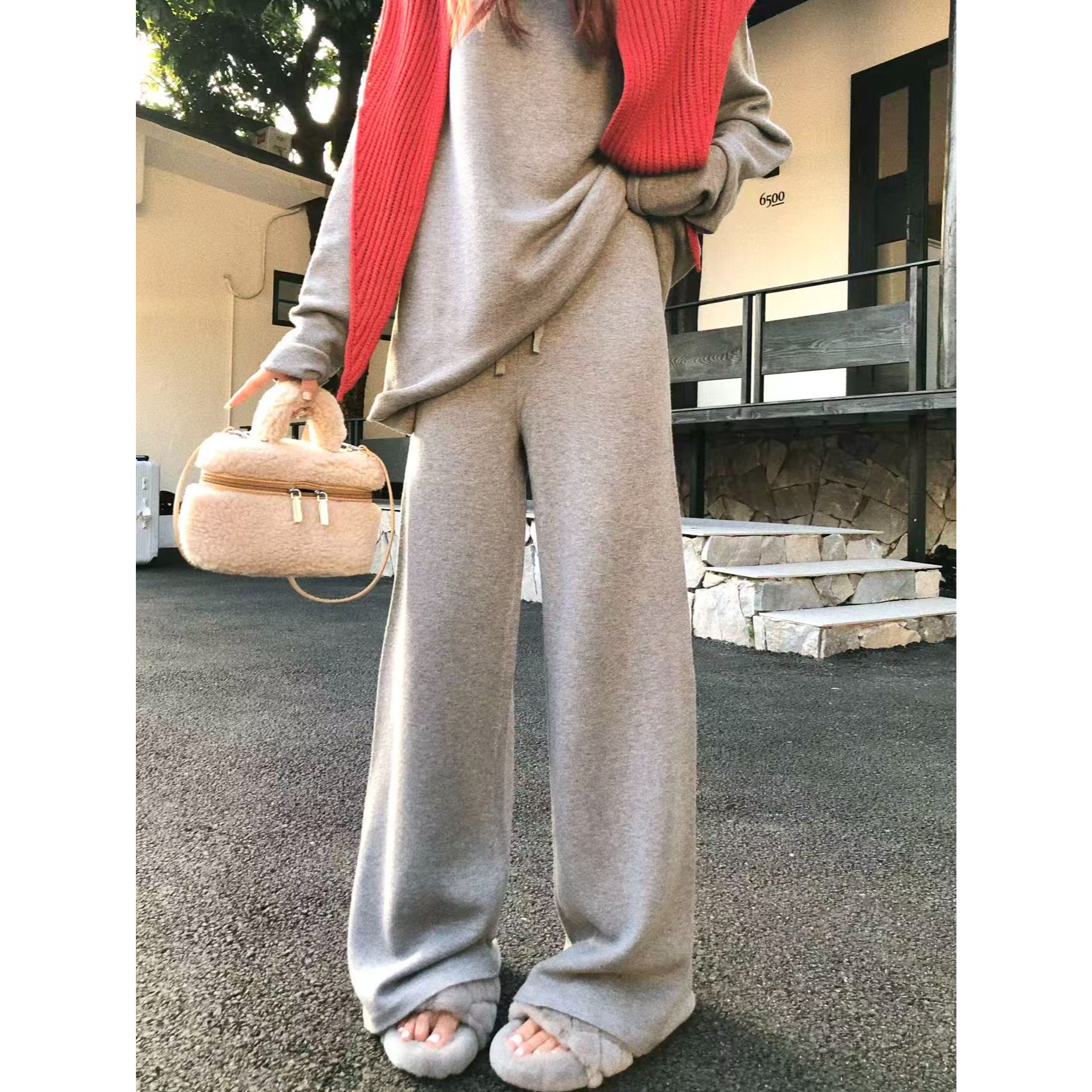 LI婉君【年度纸片人】羊毛混纺纸片人显瘦无同款长裤LWJ25C3TZ3060