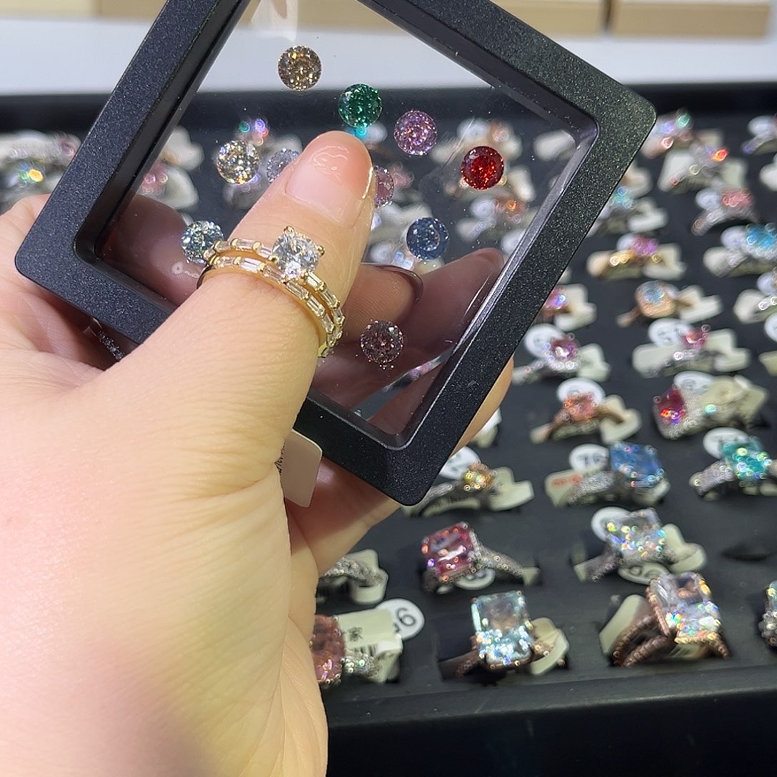 莫桑石非金属SH K黄套戒-17.5（换星空绿）