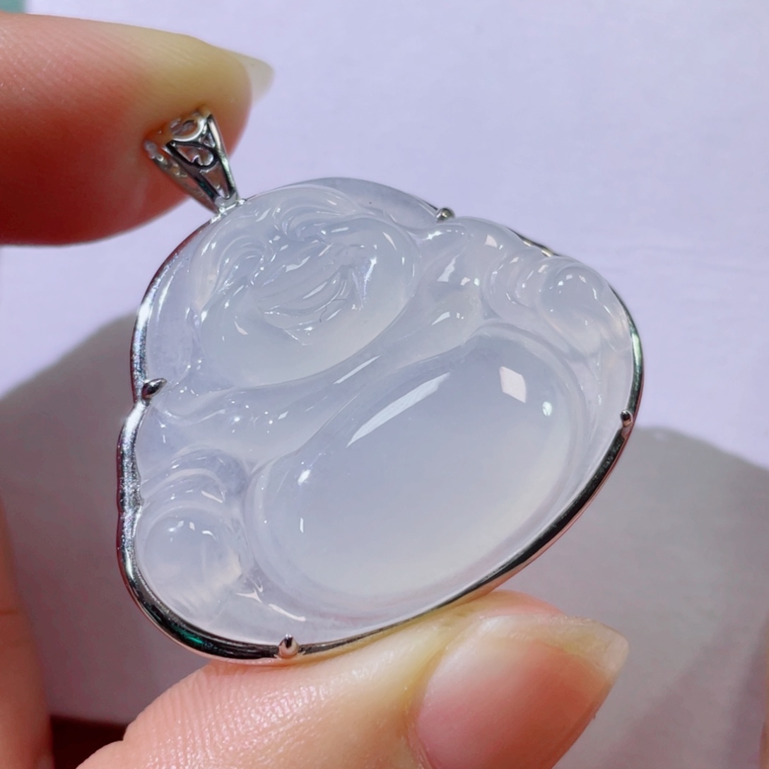 翡翠颈饰18K金镶嵌佛公