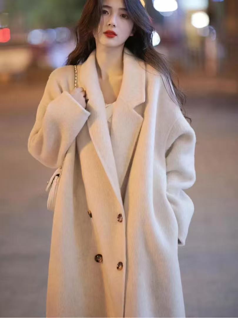 中长款新潮风秋冬女双面羊绒大衣