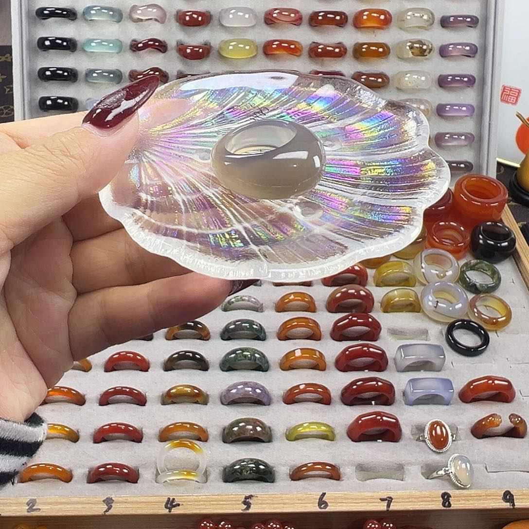 玛瑙/玉髓未镶嵌戒指A2不退换19.2港21