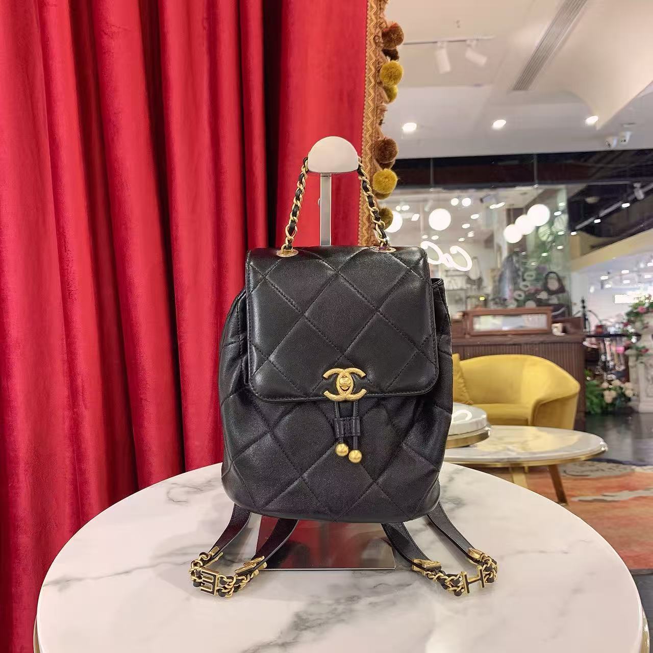95新 Chanel/香奈儿 24s双珠字母链条双肩包芯片款89643609