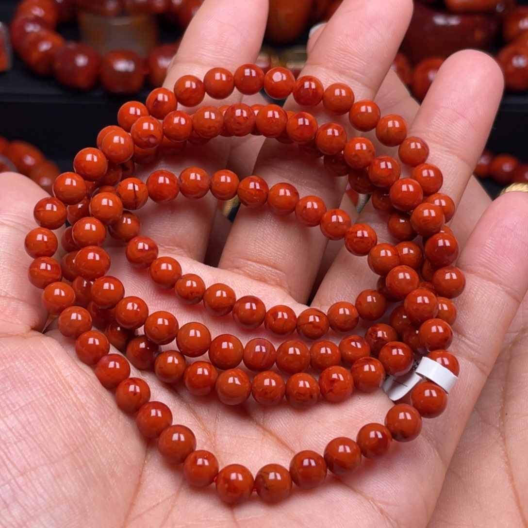 南红玛瑙珠宝奇石未镶嵌多圈6mm