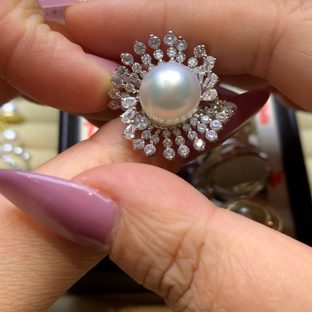 银S925镶嵌戒指海水珍珠