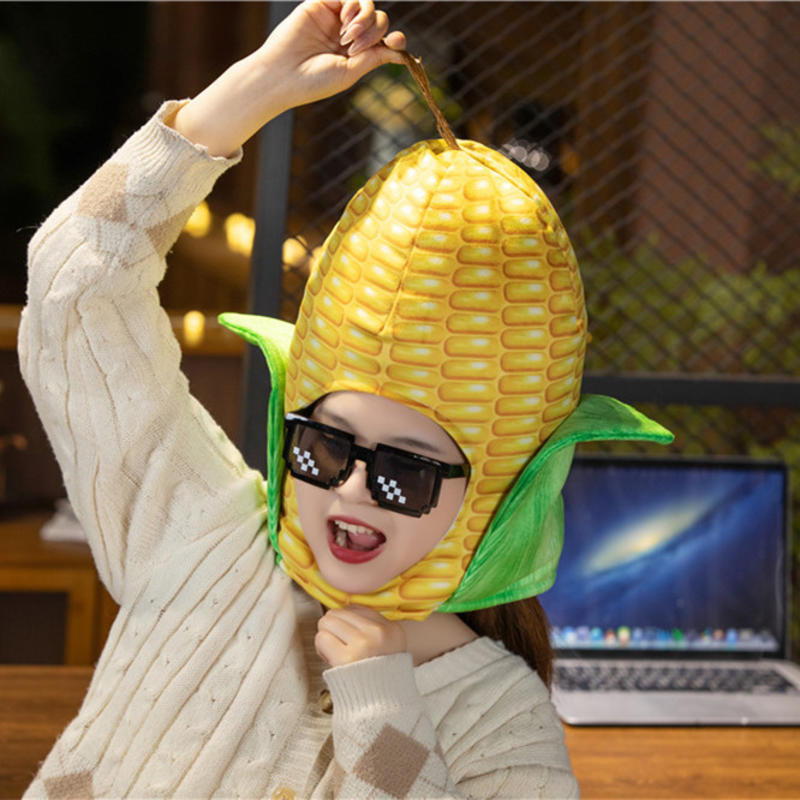食物 印花玉米头套帽子 拍照道具写真道具 卡通头套 表演道具