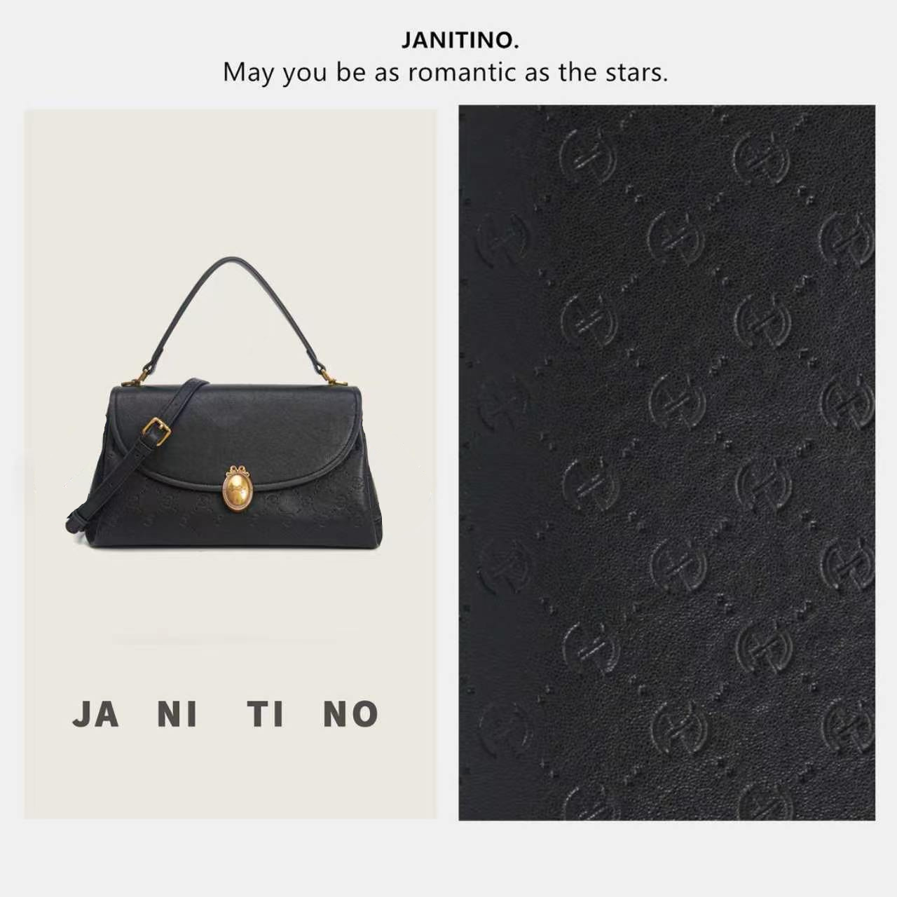 JANITINO/佳妮蒂诺当季新款经典百搭单肩手提斜挎包6216黑