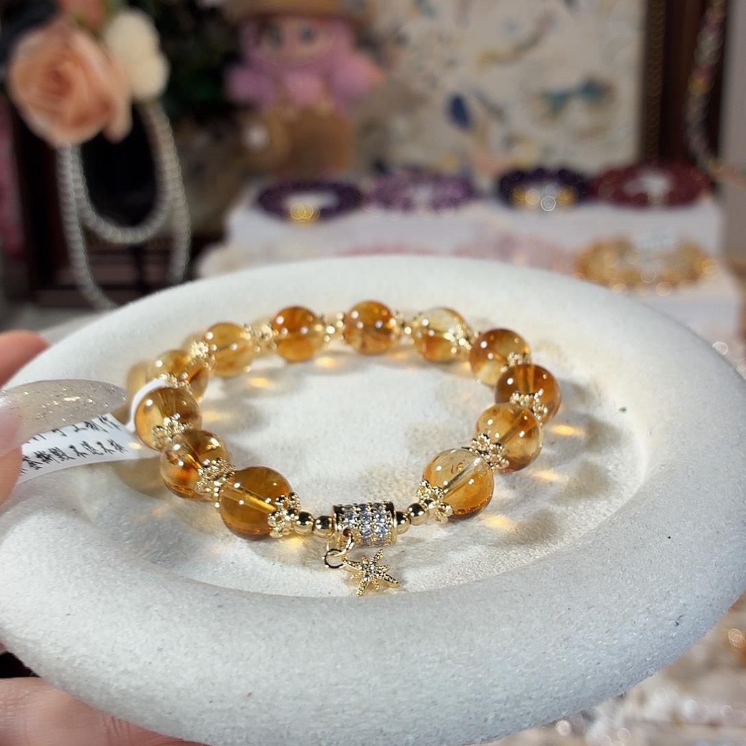 未镶嵌水晶手链暴力黄黄塔晶设计款10+