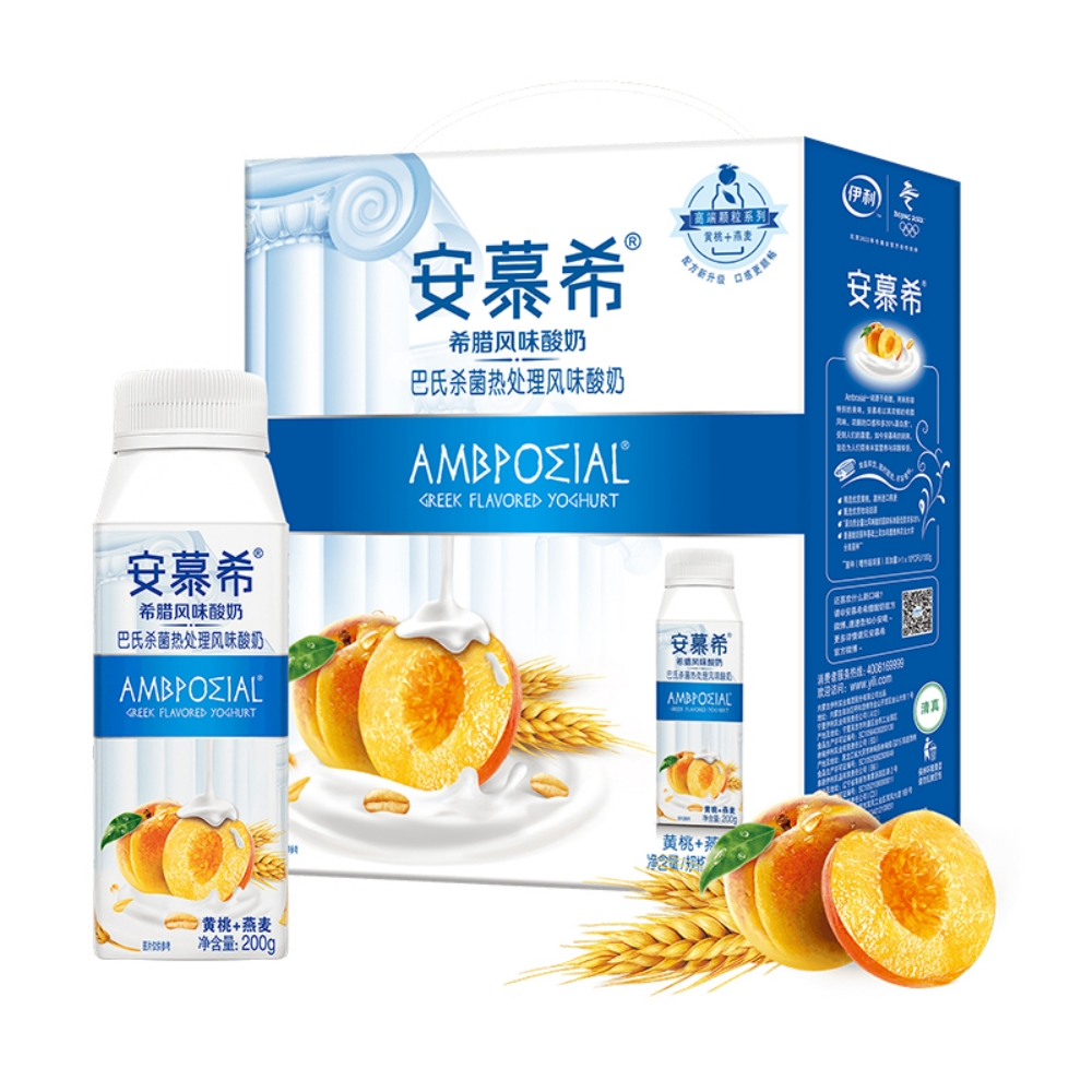 2月伊利 安慕希 希腊风味酸奶 黄桃燕麦 200g*10
