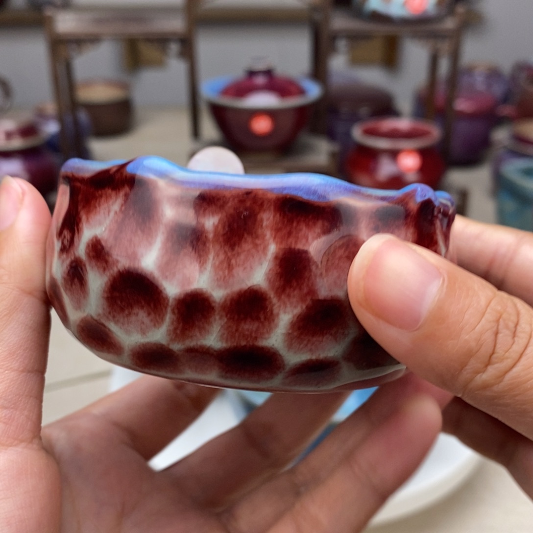 德***芝钧瓷茶杯，手拉坯制作