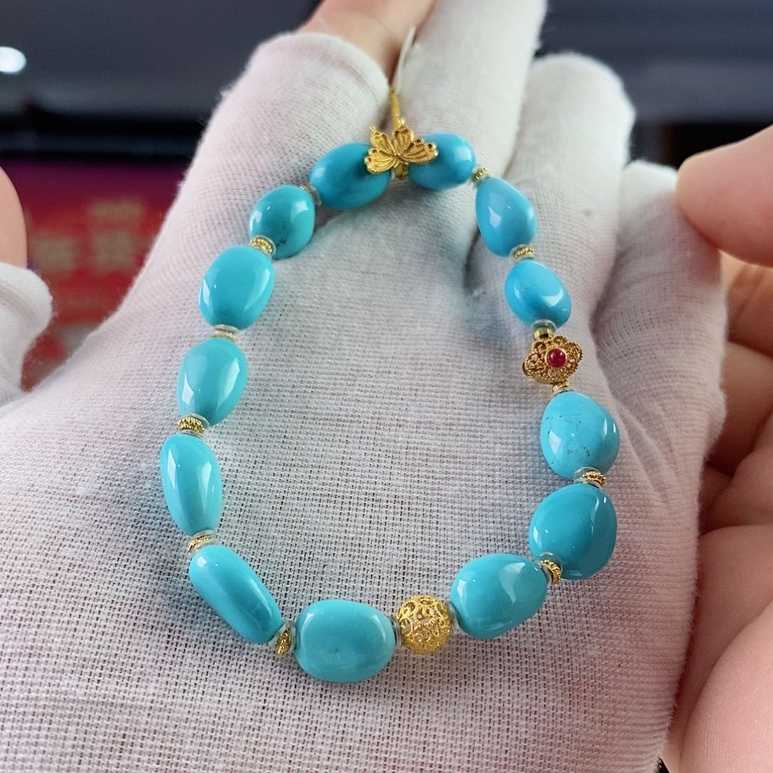 绿松石珠宝奇石18K金镶嵌