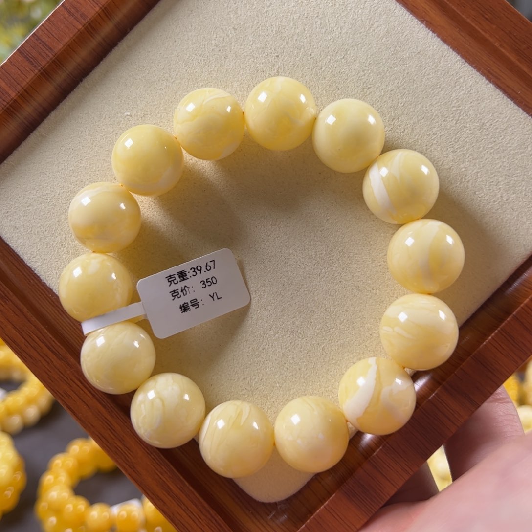 裸石蜜蜡未镶嵌17mm焦皮橘粉白圆珠yl