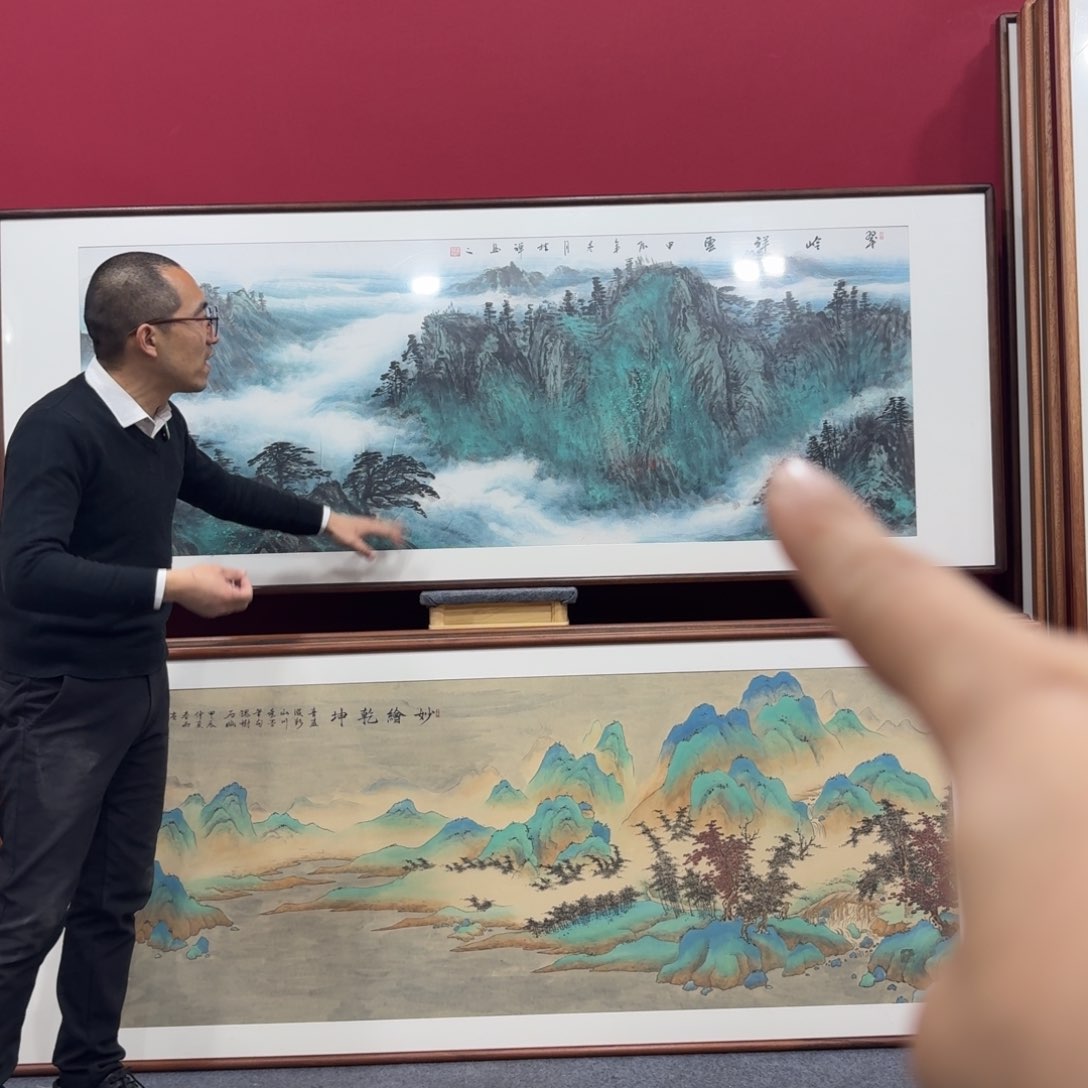 国画手绘作品带框210成80