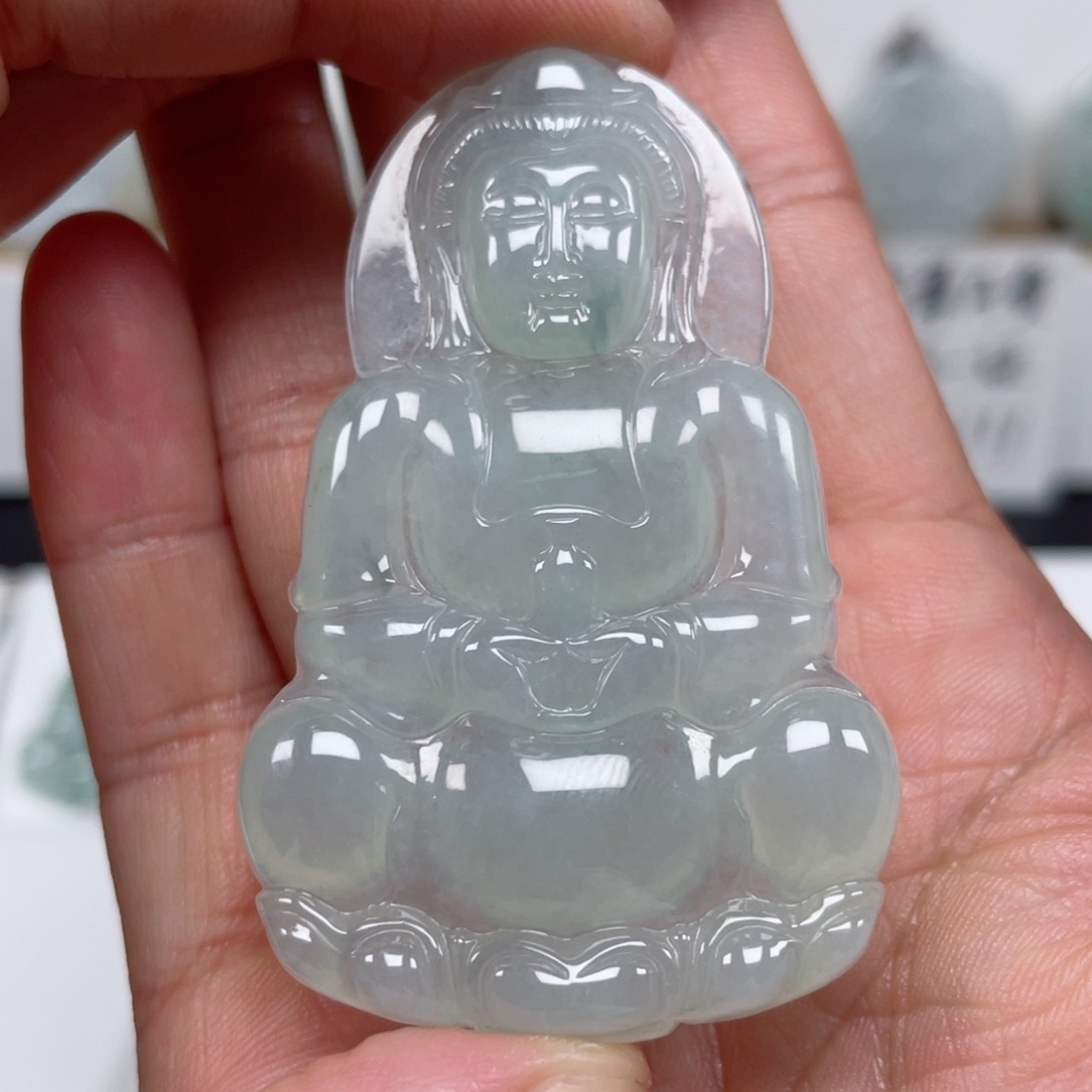 翡翠颈饰未镶嵌天然翡翠A货观音39号