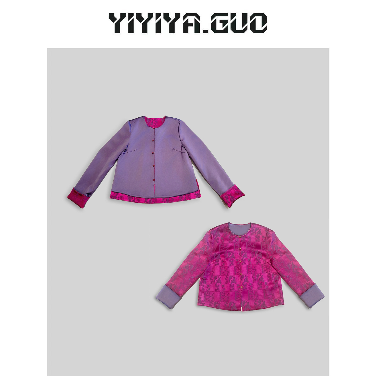 yiyiya.Guo艺艺吖/双面穿圆领长袖开衫上衣2024308