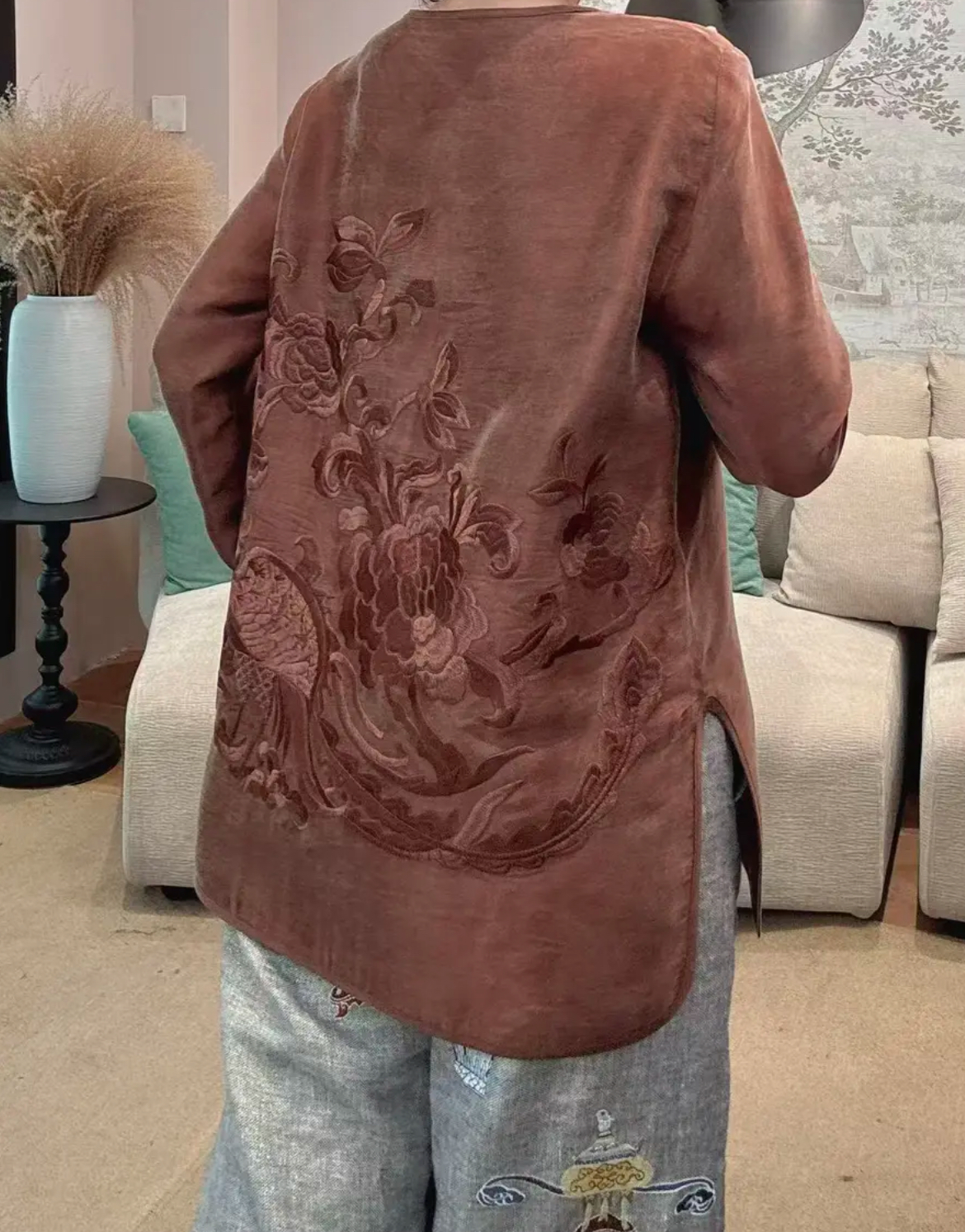 【元素家】“金凤凰”新中式长袖衬衫简约后刺绣内搭女装上衣16219-1