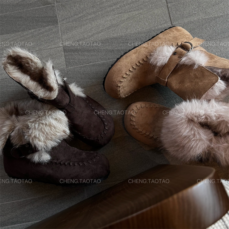 【程淘淘】摩尔曼极光丨内增高雪地靴女加绒两穿游牧风毛毛勃肯棉鞋