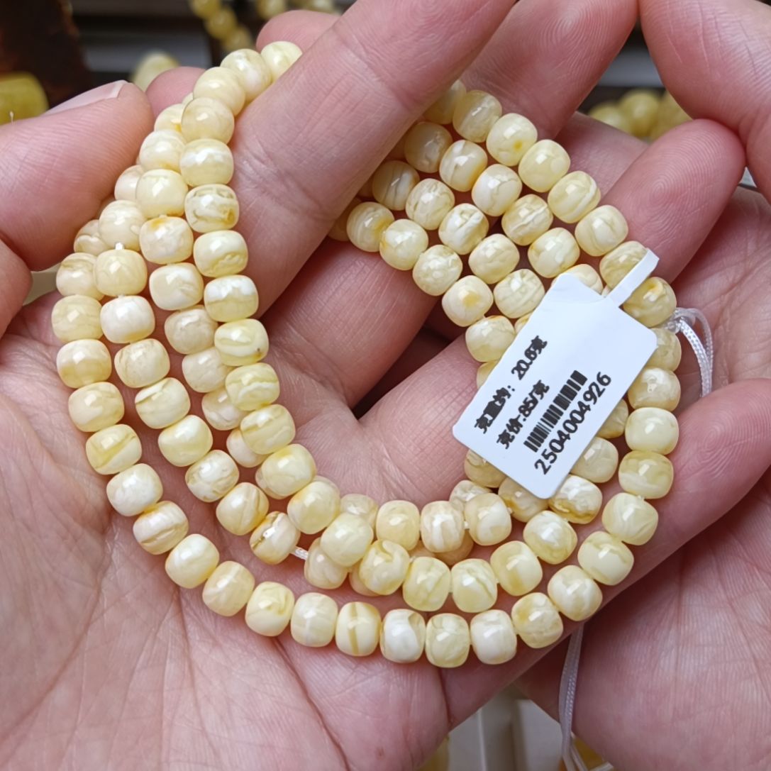 未镶嵌颈饰蜜蜡白蜡6.6精工老型虎皮纹108