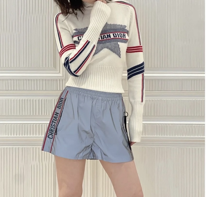 全新未使用 DIOR/迪奥 女士侧边logo灰色运动短裤夏季百搭 129432