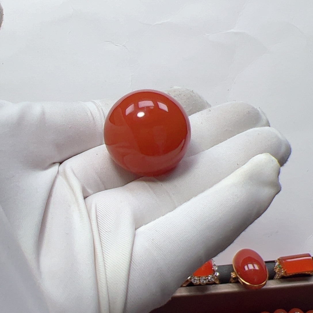 南红玛瑙未镶嵌圆珠吉**相24mm原矿高品圆珠