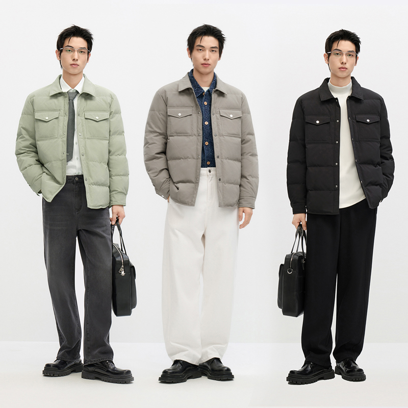 GXG男装 灯笼格肌理感轻薄羽绒服外套男冬季热卖#G24DY24004