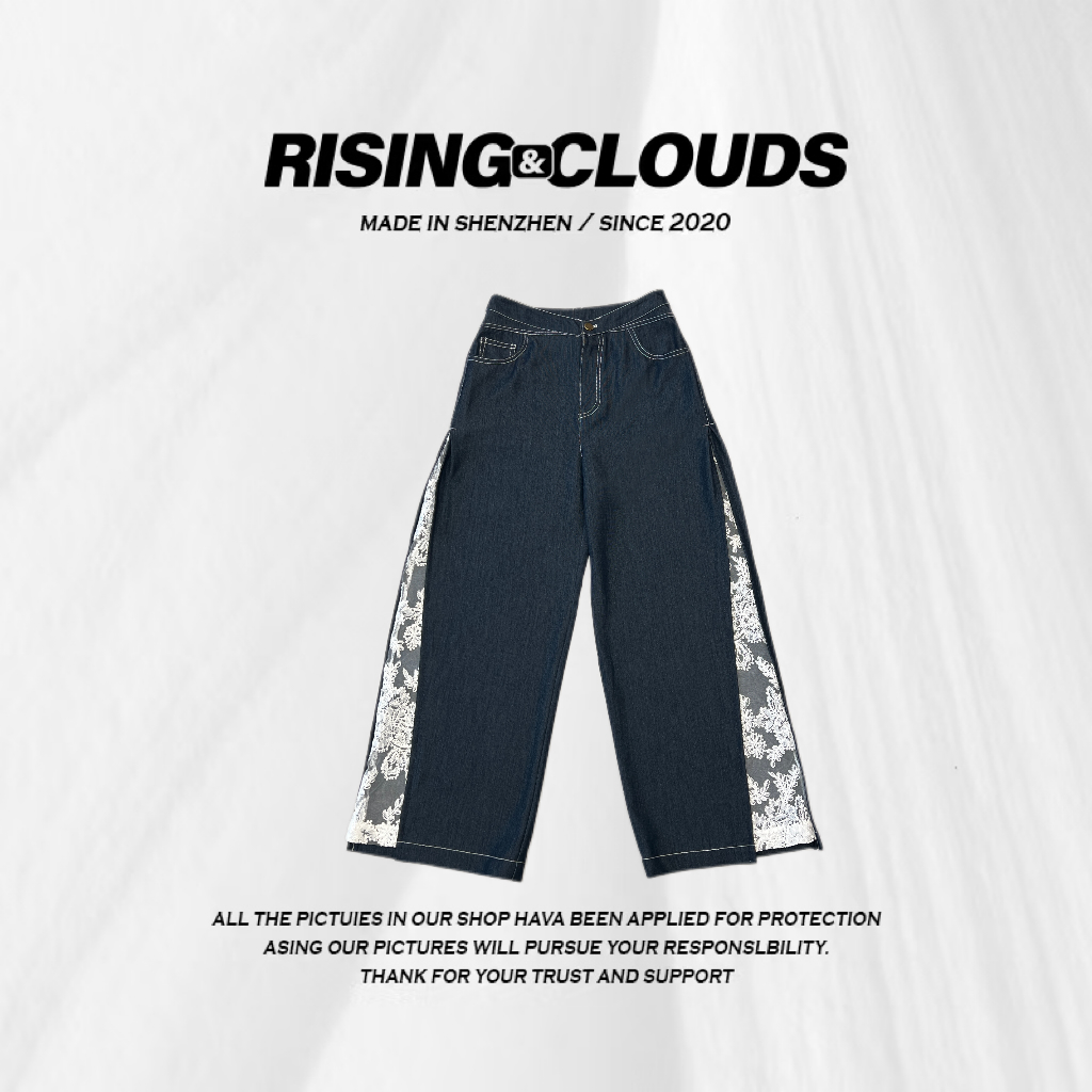 【莎莎】夏季舒适设计款休闲显瘦蕾丝百搭雅克牛仔裤050034