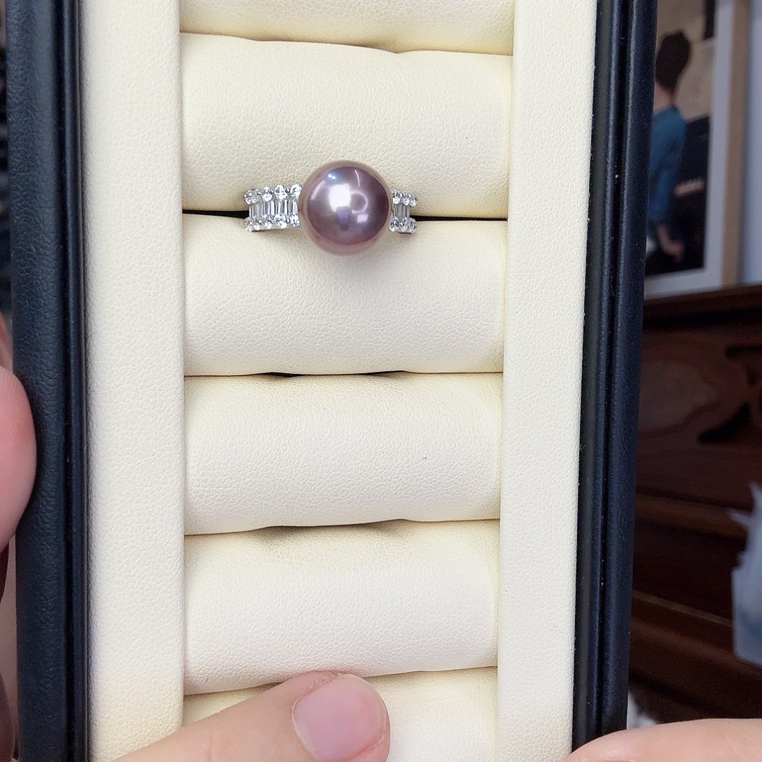 淡水珍珠戒指银S925镶嵌格调紫珠戒指sgys