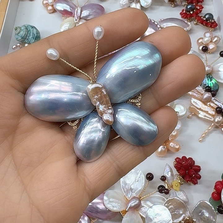 淡水珍珠胸饰银S925镶嵌