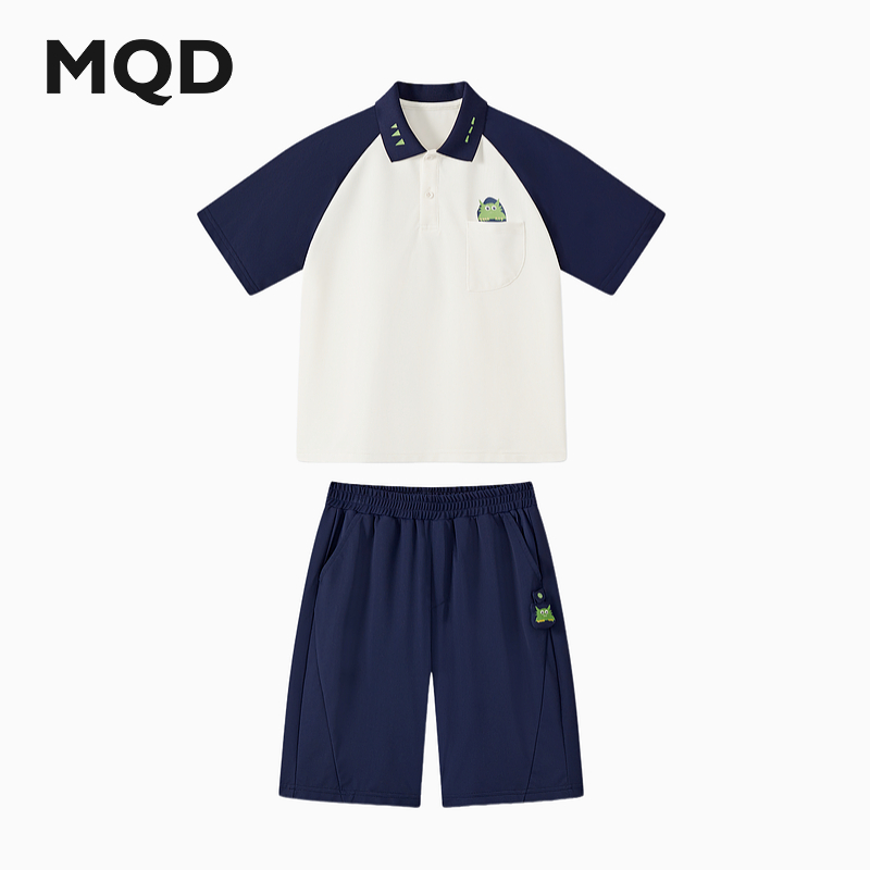 MQD童装25夏季新品学院风POLO衫网球T恤五分裤两件套9652W2226