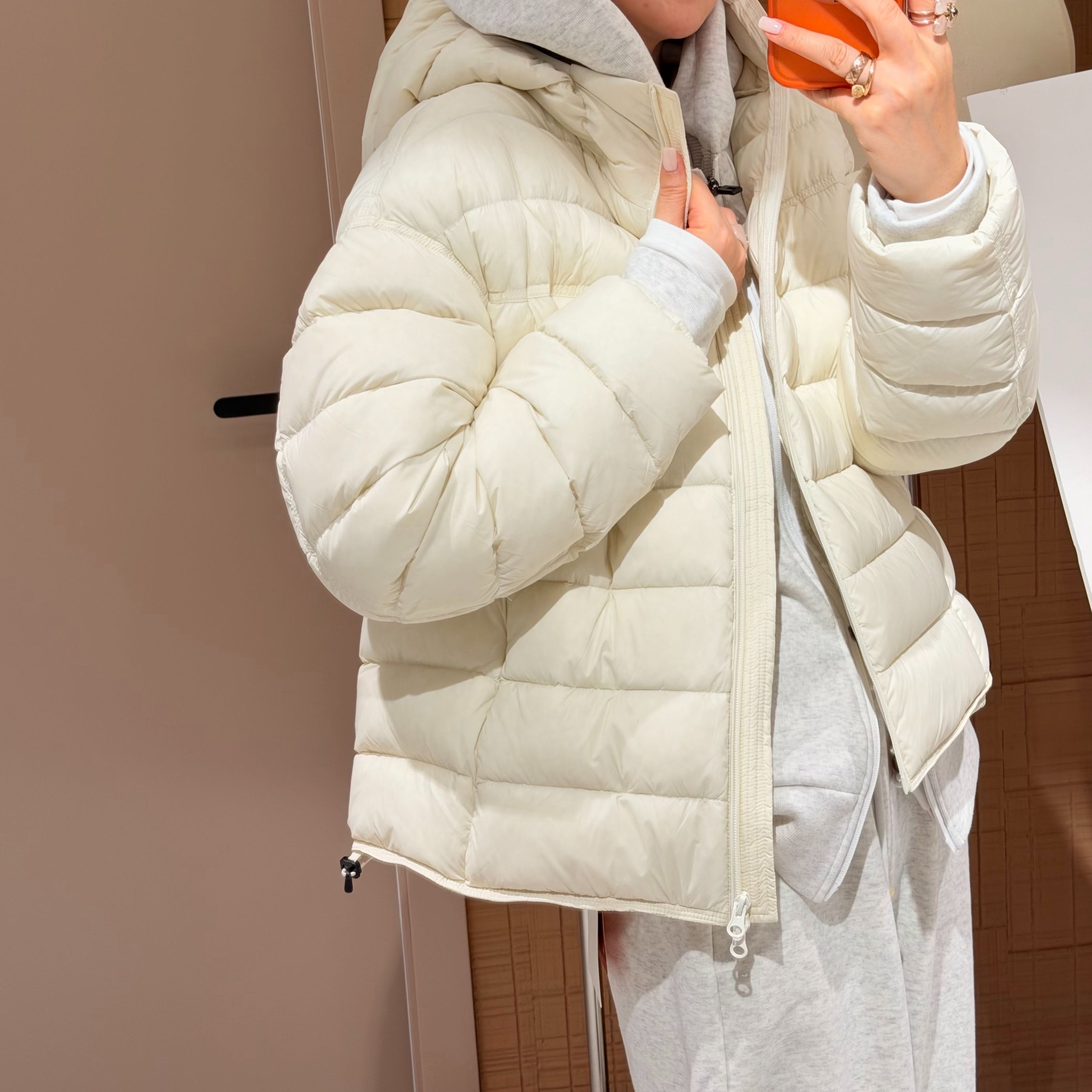 拉链连帽羽绒服995597咖色S