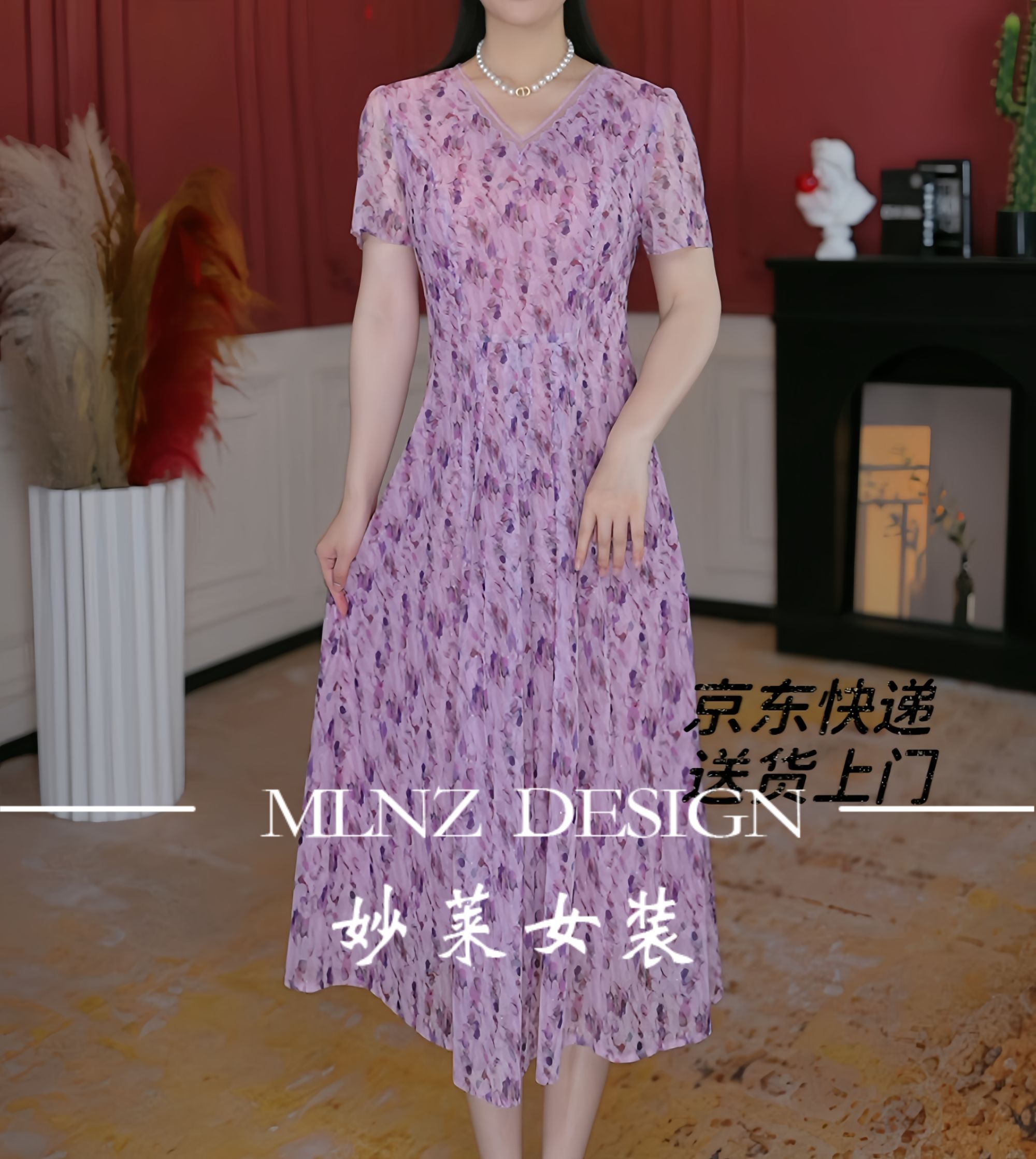 【妙莱百花香】夏季新款中老年碎花连衣裙台湾纱材质透气衣服清凉