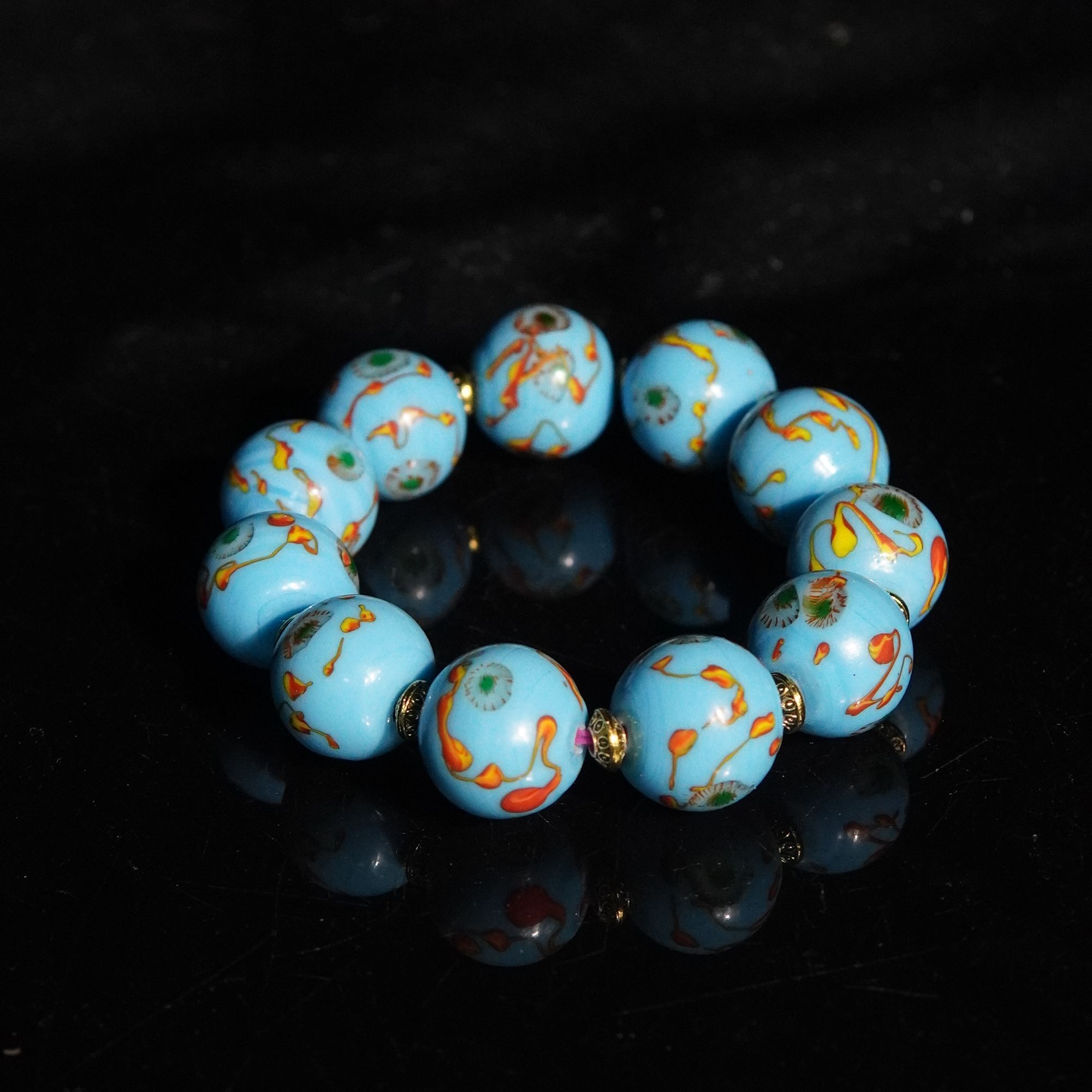 老琉璃复古百搭蓝色凤眼手串120906