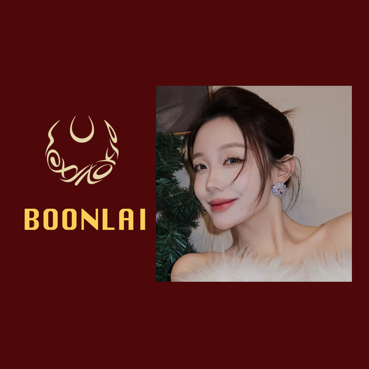 铜合金合成锆石耳饰 Boonlai 锆石雪花椭圆耳环088