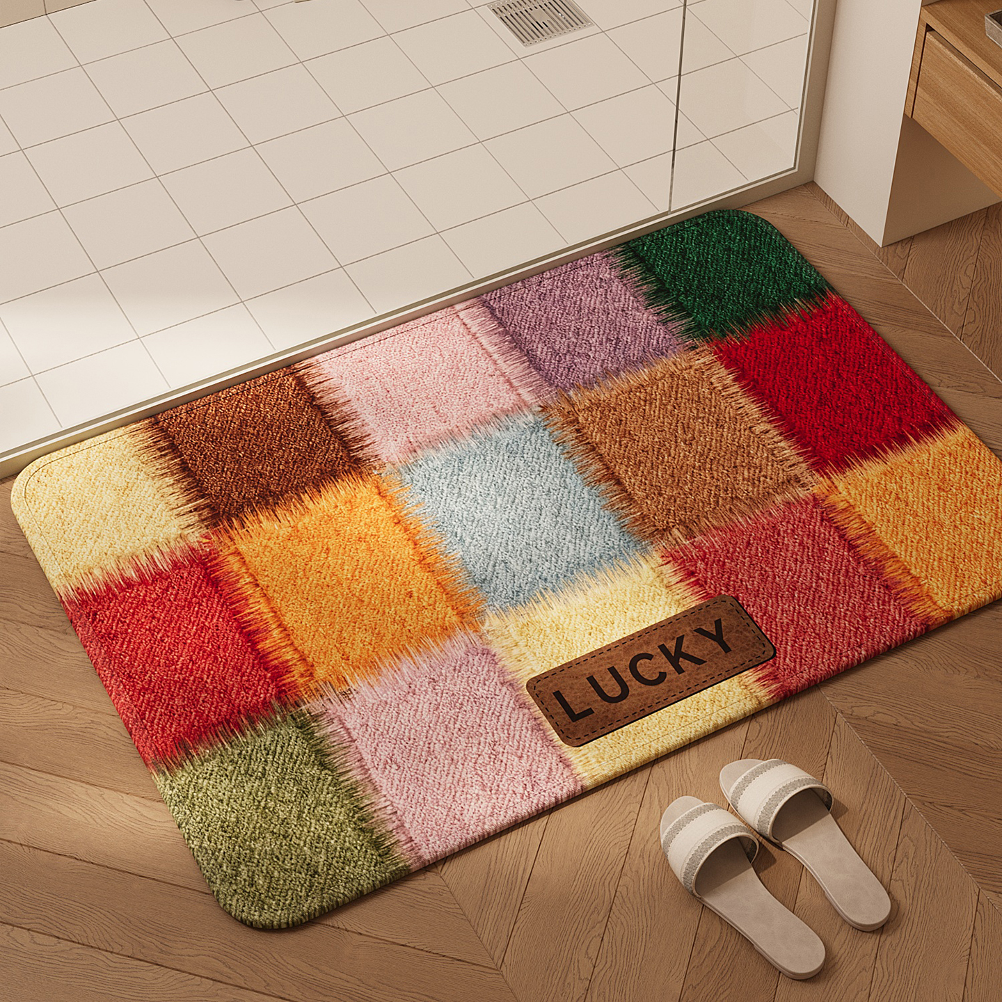 浴室防滑垫厕所门口吸水速干擦脚毯耐磨耐脏编织方形卫生间地垫子