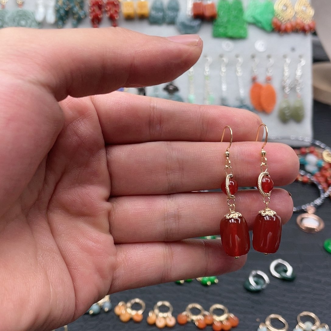 翡翠合金耳饰082