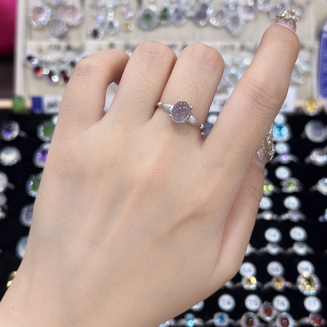 戒指银S925镶嵌萤石