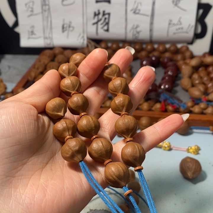 繁***豆橄榄核手串6141精品小蒜头铁核14+1颗+3通