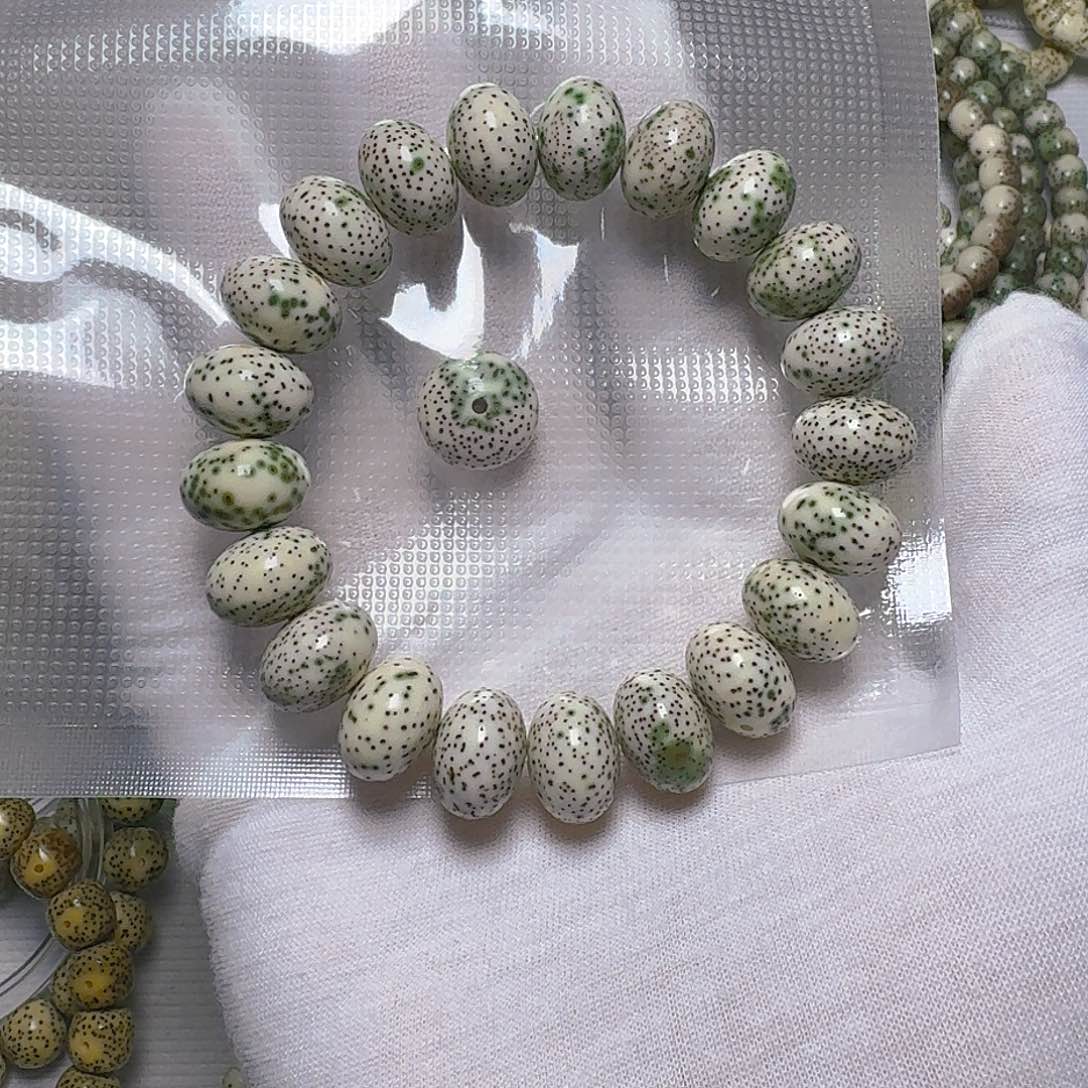 用***3手串星月菩提原生态石玉料细星卡14手串苹果珠