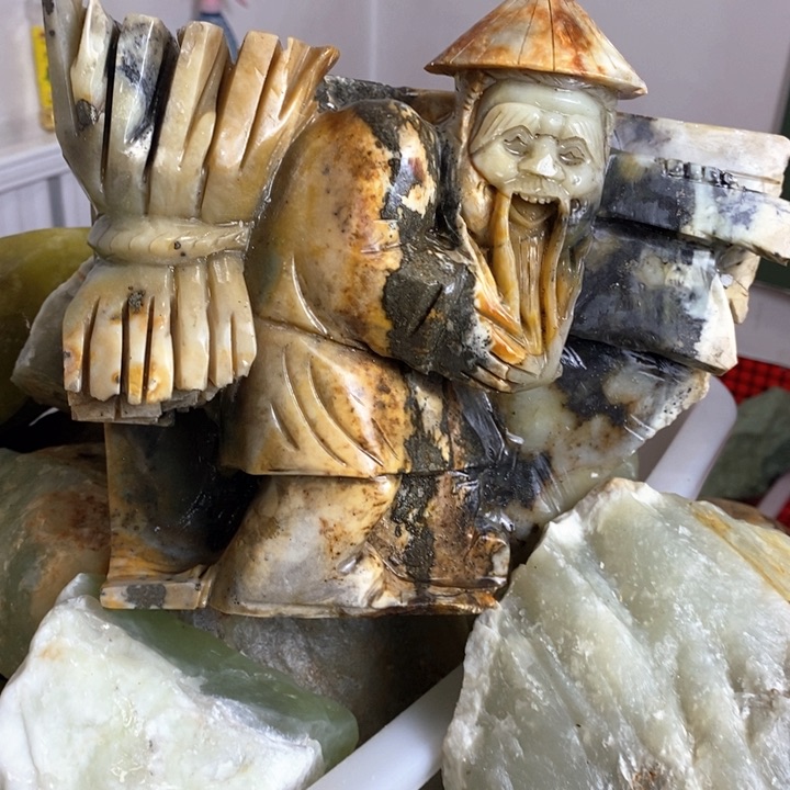 蛇纹石玉珠宝岫玉原石未镶嵌弄*轩