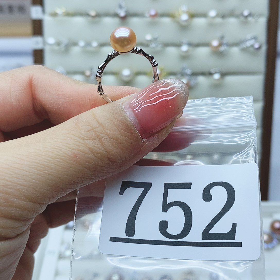 淡水珍珠戒指银S925镶嵌752