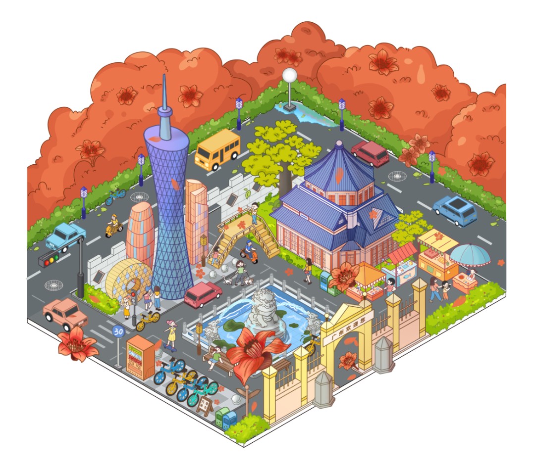 原创广州造景贴纸立体户外广州造景拼贴打发时间糊涂龙创意贴纸