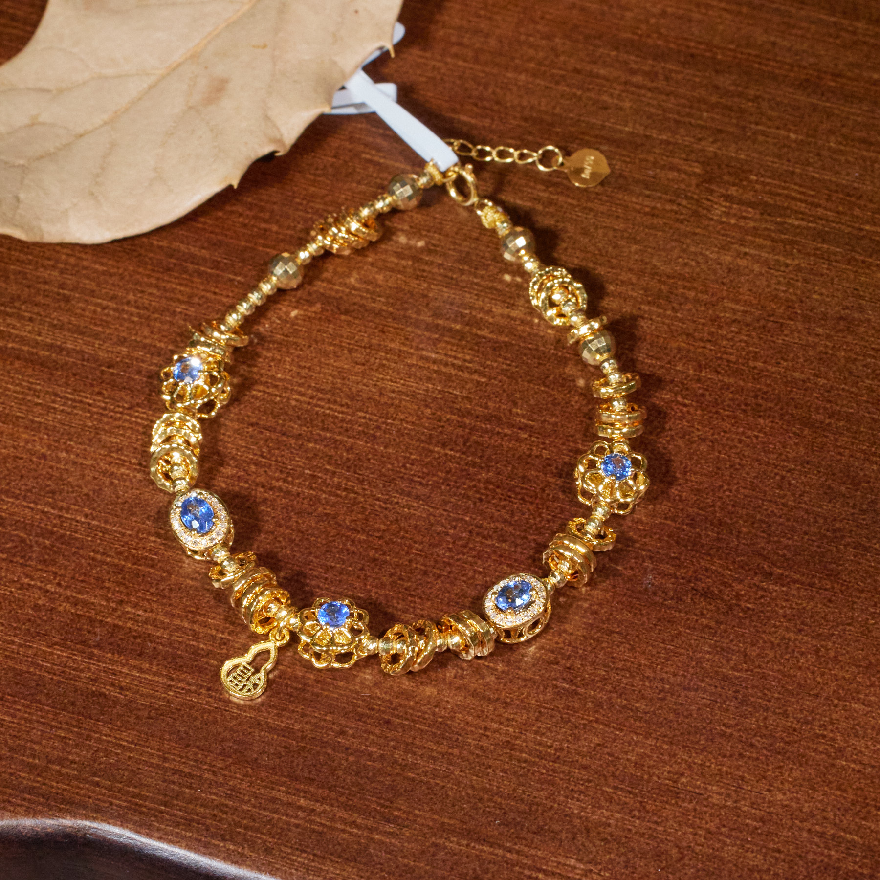 【玉峰珠宝丨安娜严选】蓝宝石手链18K金盘缠【U9947】多样性发一