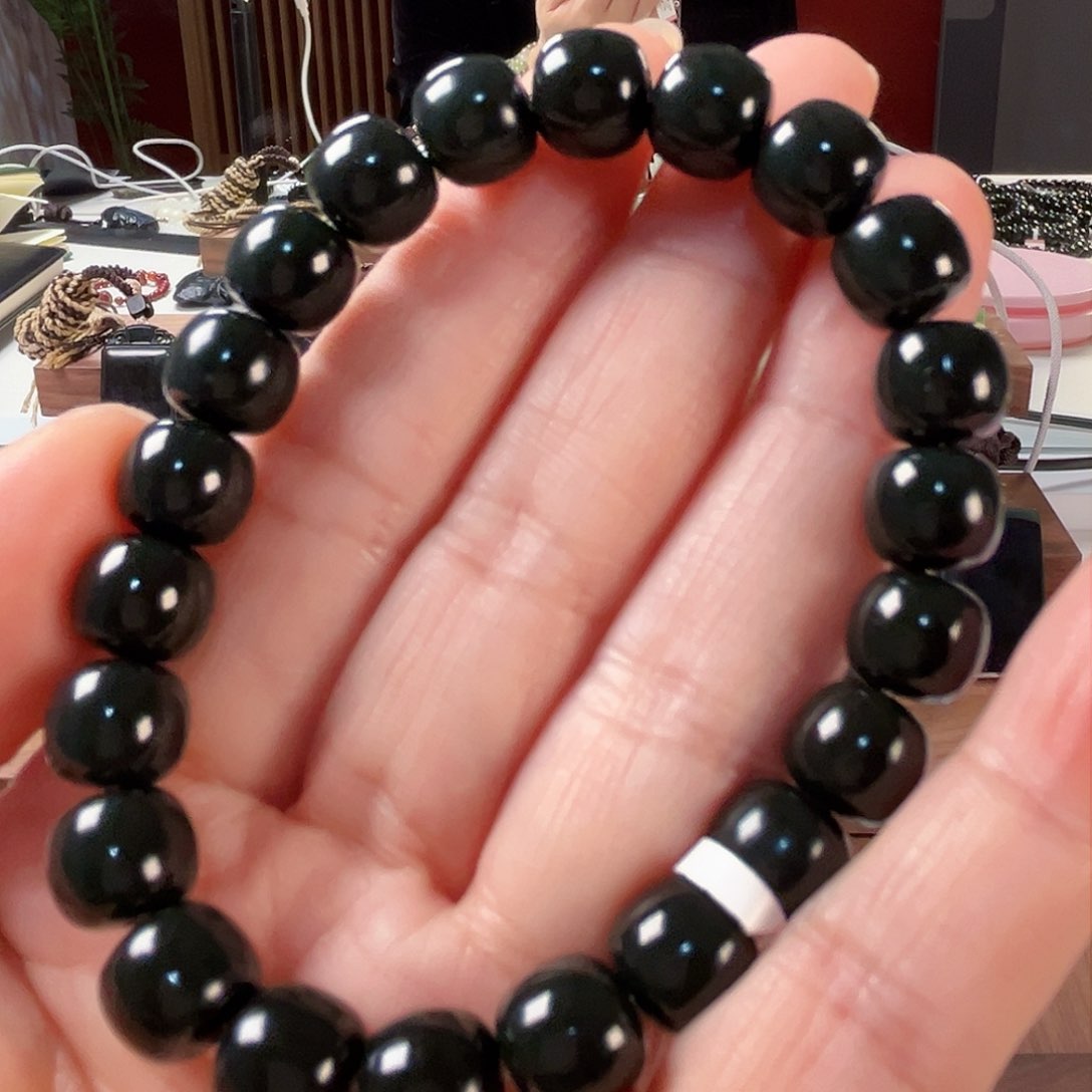 和田玉手链未镶嵌新疆和田玉塔青老型9/10