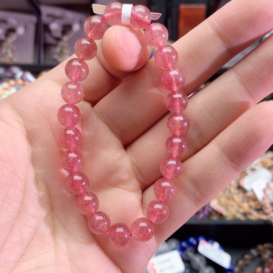 水晶手串未镶嵌草莓晶手链8+