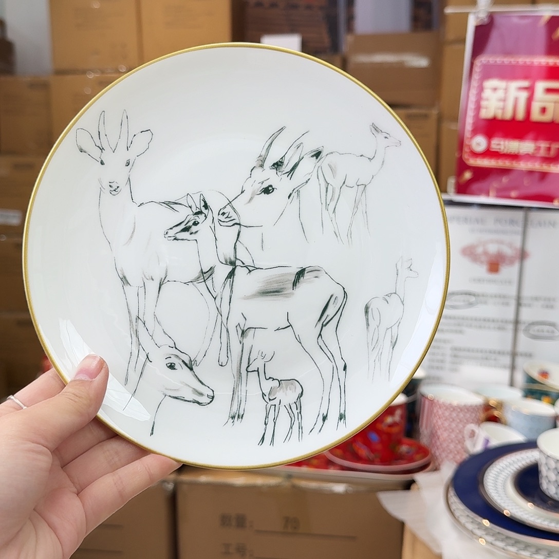 骨瓷高骨骨瓷8英寸20cm平盘一只外贸骨瓷