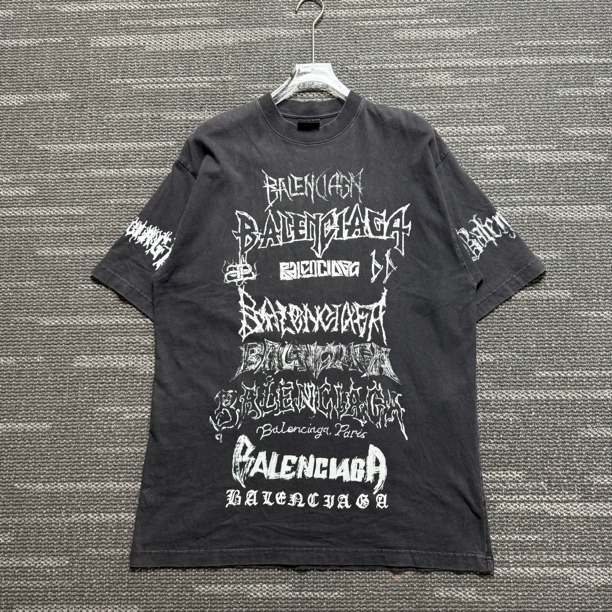 99新 Balenciaga/巴黎世家 印花Logo满印纯色圆领短袖/S码/4435